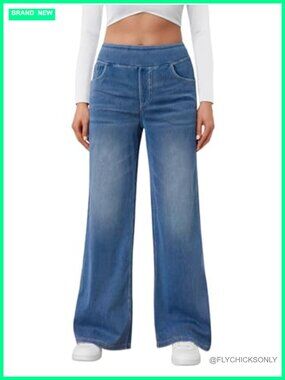 High Waisted Wide Leg Sweatpant Jeans Baggy Denim Pants